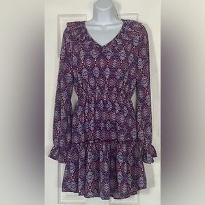 Blue Rain Purple Retro Ruffle Dress